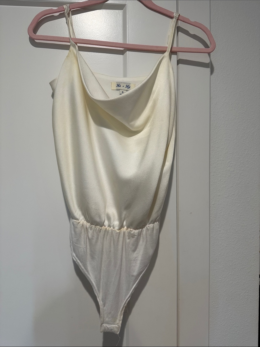She + Sky Cowl Neck Cream Bodysuit
